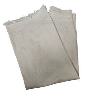 AYR The Must Cropped Fray Wide Leg Jeans Size 26 High Rise Cream